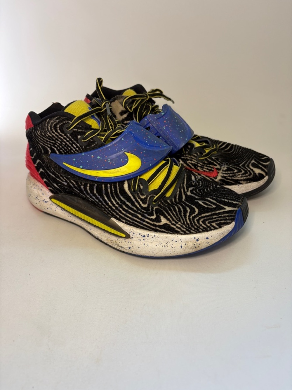 Nike KD14 Pop Art Kevin Durant‎ Black Zebra-Pattern Sneakers Size 7.5